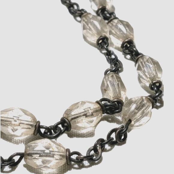 Vintage Catholic Rosary Beads Filigree Sterling Silver Austrian Crystal Patina - Picture 6 of 13